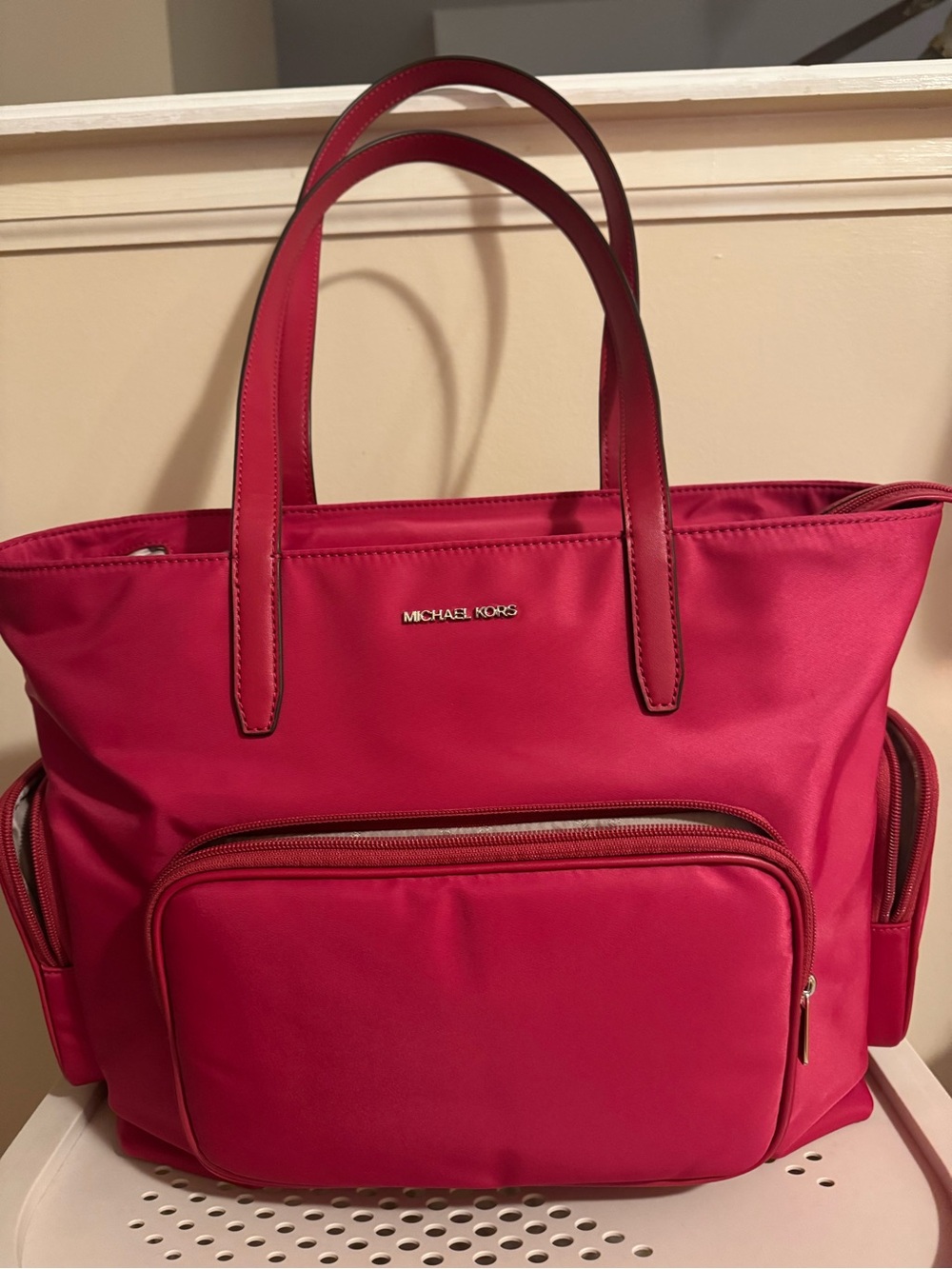 Michael Kors Hot Pink Tote with Front Zip Pocket